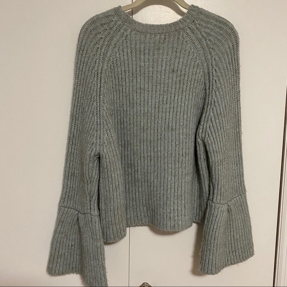 Anthropologie Blue Alpaca Sweater w bell sleeve M - Picture 5 of 7